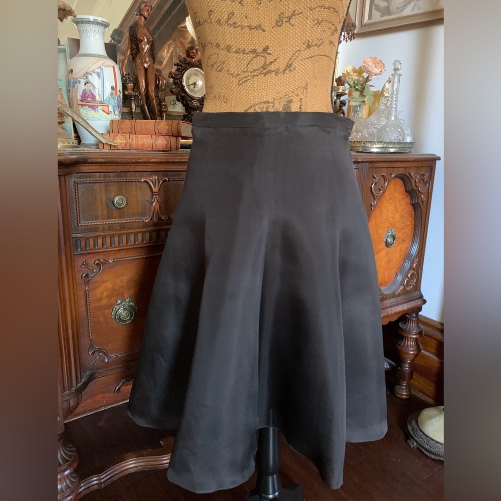 Vintage Banana Republic Silk? Chiffon Organza? Black Midi Skirt